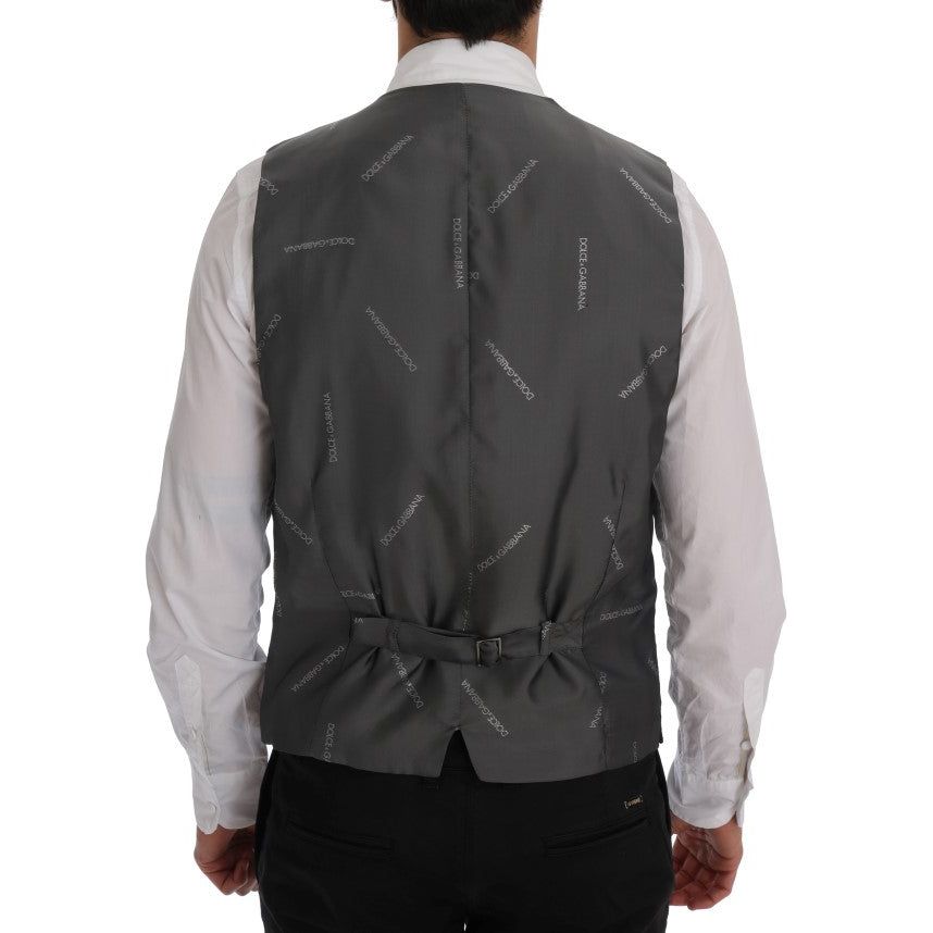 Dolce & Gabbana Elegant Striped Gray Waistcoat Vest gray-staff-cotton-striped-vest-2