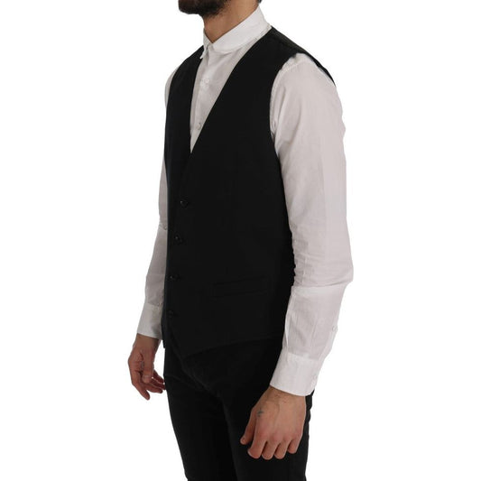 Dolce & Gabbana Sleek Black Single-Breasted Waistcoat black-staff-cotton-vest