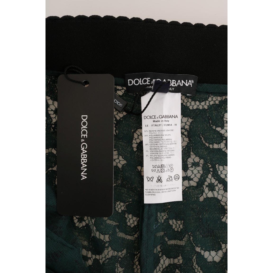 Dolce & Gabbana High Waist Floral Lace Slim Trousers green-floral-lace-leggings-pants
