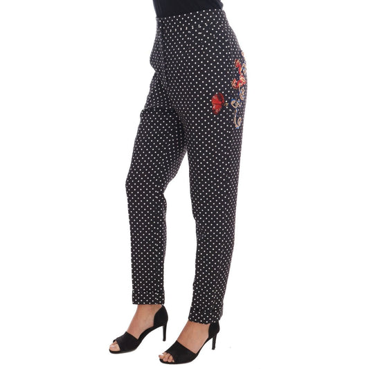 Dolce & Gabbana Elegant Polka Dot Embellished Trousers Jeans & Pants black-polka-dot-sicily-crystal-pants