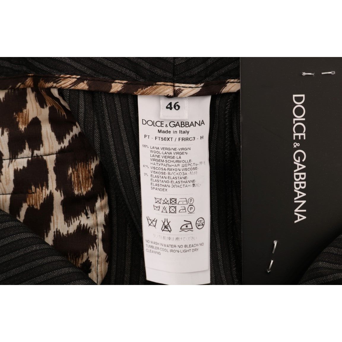 Dolce & Gabbana Elegant Slim Fit Striped Dress Pants gray-wool-stretch-slim-dress-pants