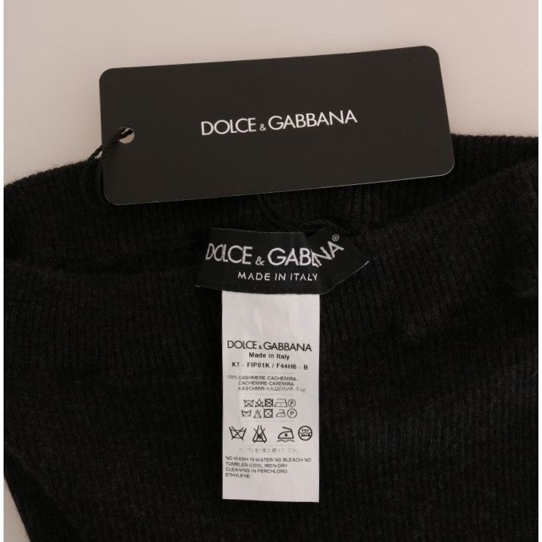 Dolce & Gabbana Elegant Gray Cashmere High Waist Pants gray-cashmere-ribbed-stretch-tights