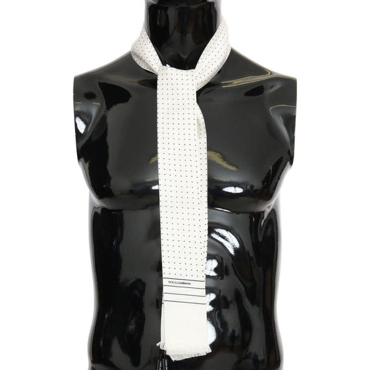 Dolce & Gabbana Elegant Silk Polka Dot Men's Scarf Wrap Silk Scarf white-polka-dotted-silk-skinny-scarf 491881-white-polka-dotted-silk-skinny-scarf-1.jpg
