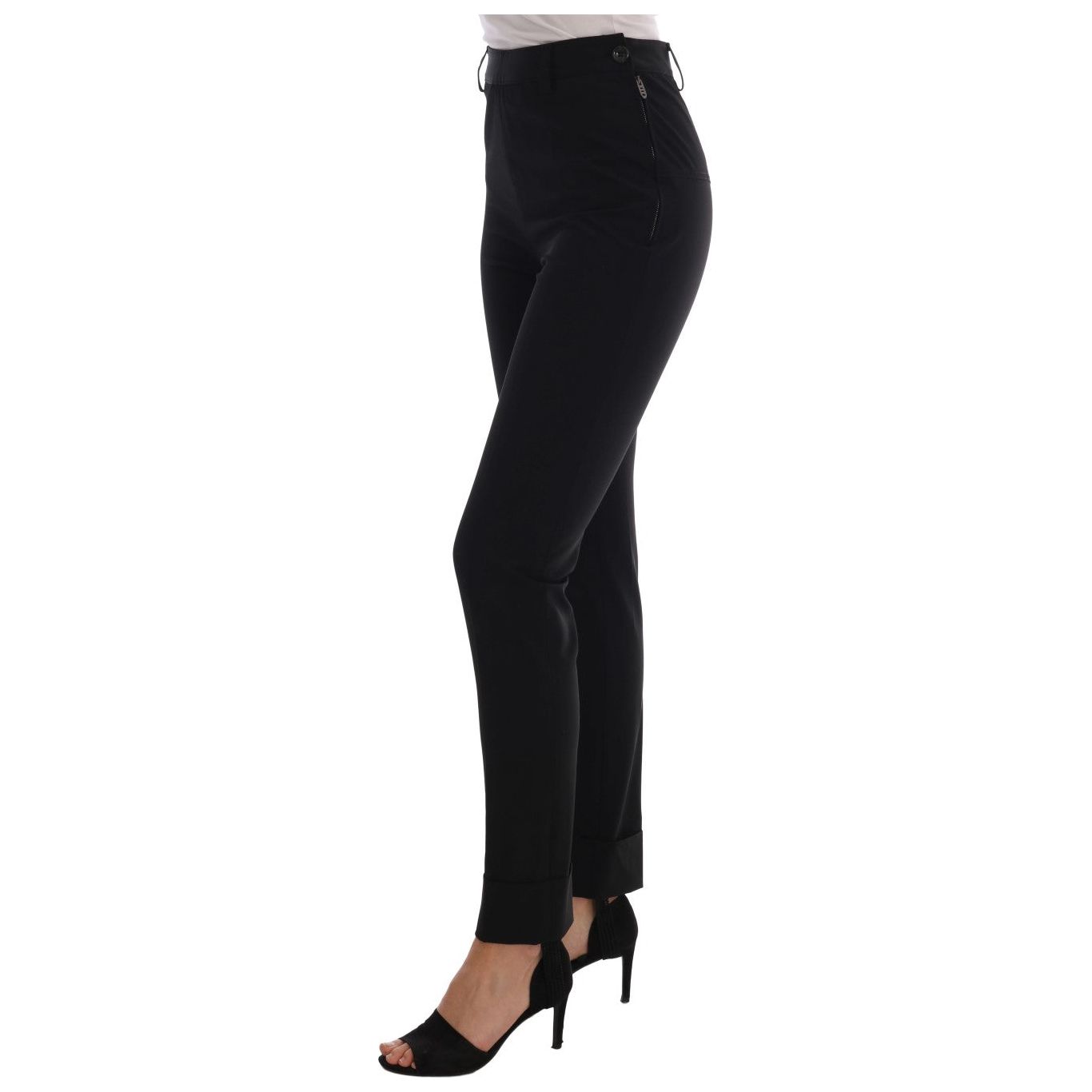 Ermanno Scervino Sleek Black Stirrup Leggings black-stretch-leggings-pants Jeans & Pants 495914-black-stretch-leggings-pants-1.jpg