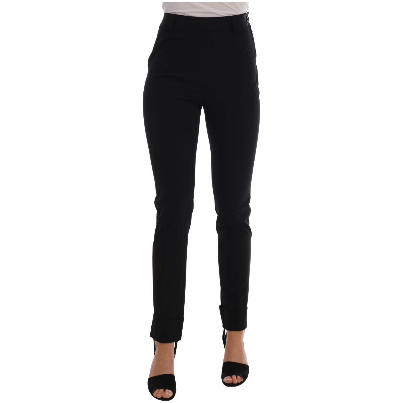 Ermanno Scervino Sleek Black Stirrup Leggings black-stretch-leggings-pants Jeans & Pants 495914-black-stretch-leggings-pants.jpg