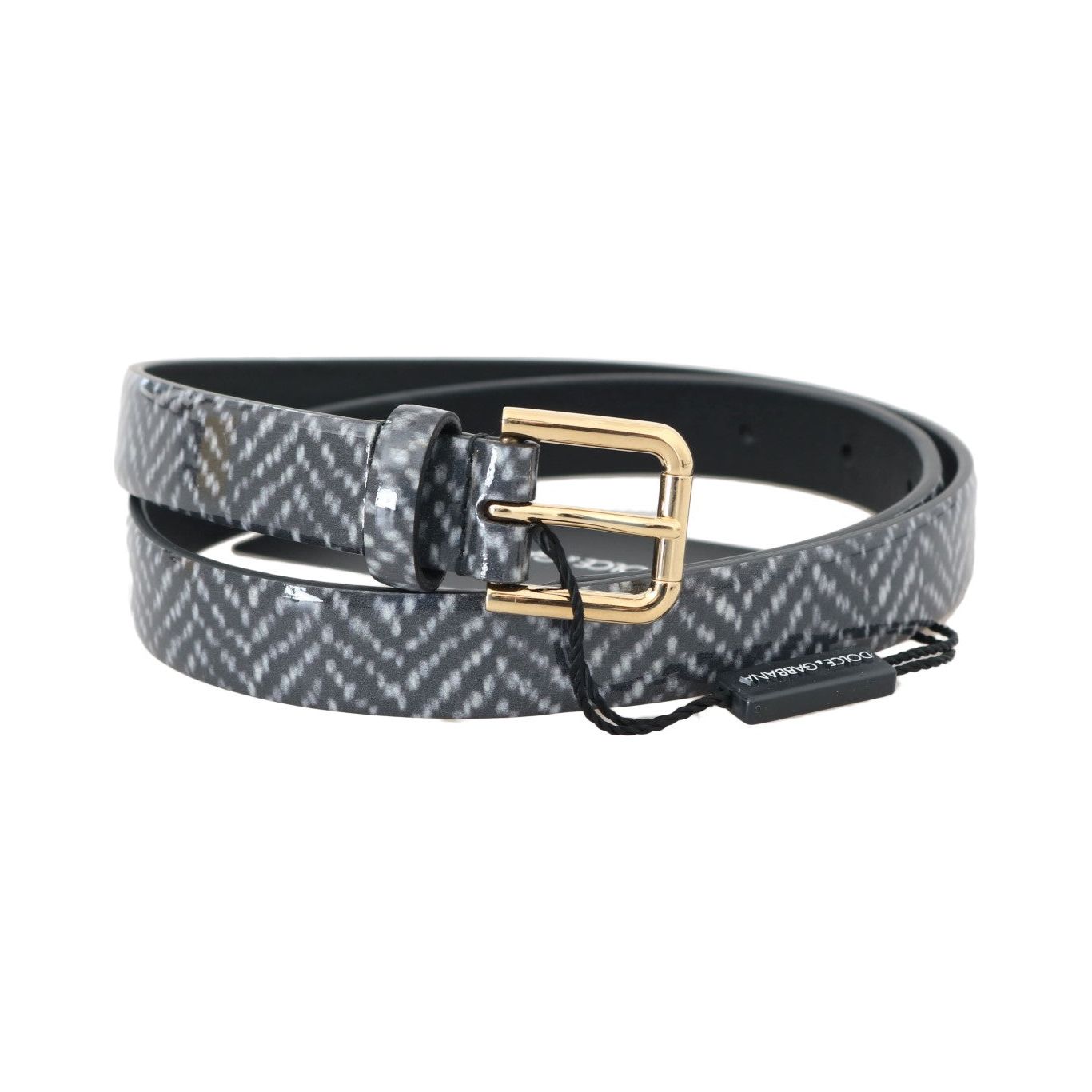 Dolce & Gabbana Elegant Chevron Leather Waist Belt Belt black-white-chevron-pattern-leather-belt 496158-black-white-chevron-pattern-leather-belt-1.jpg