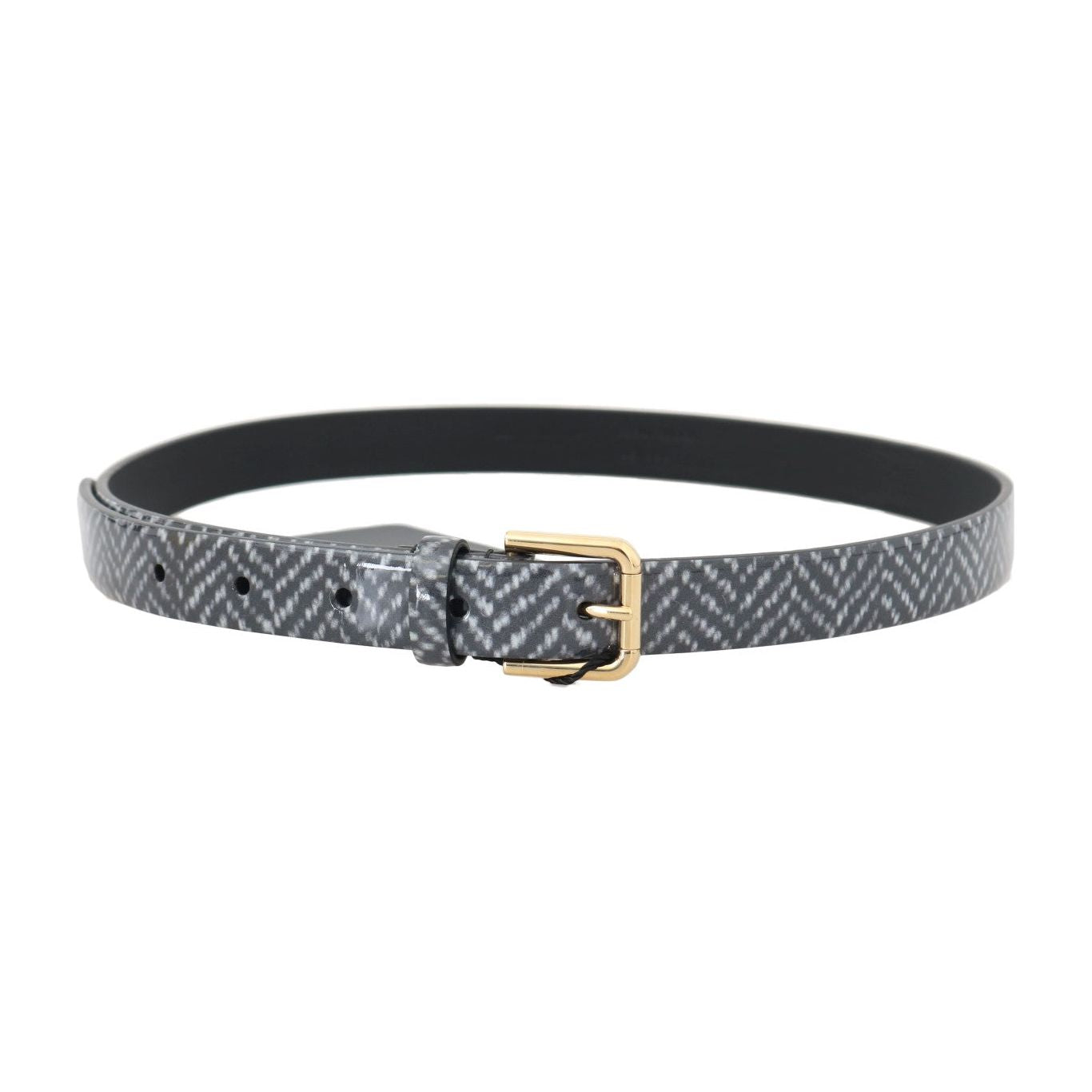 Dolce & Gabbana Elegant Chevron Leather Waist Belt Belt black-white-chevron-pattern-leather-belt 496158-black-white-chevron-pattern-leather-belt-2.jpg