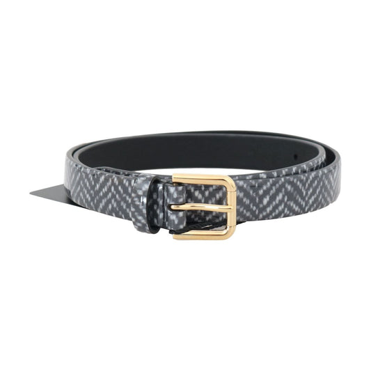 Dolce & Gabbana Elegant Chevron Leather Waist Belt Belt black-white-chevron-pattern-leather-belt