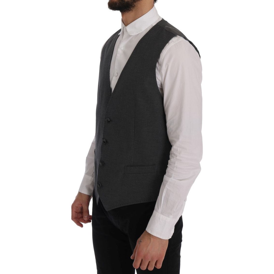 Dolce & Gabbana Elegant Gray Waistcoat Vest gray-staff-cotton-rayon-vest-1 498533-gray-staff-cotton-rayon-vest-2-1.jpg