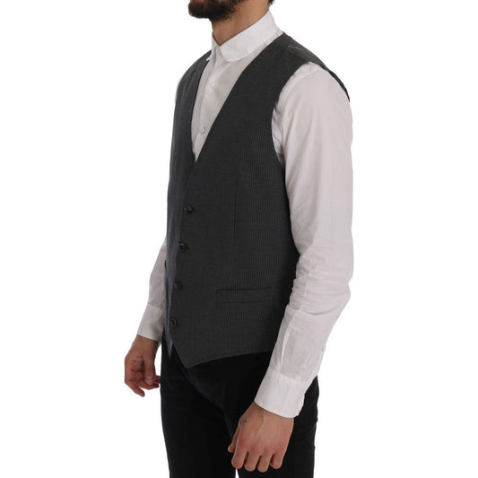 Dolce & Gabbana Elegant Gray Waistcoat Vest gray-staff-cotton-rayon-vest-1