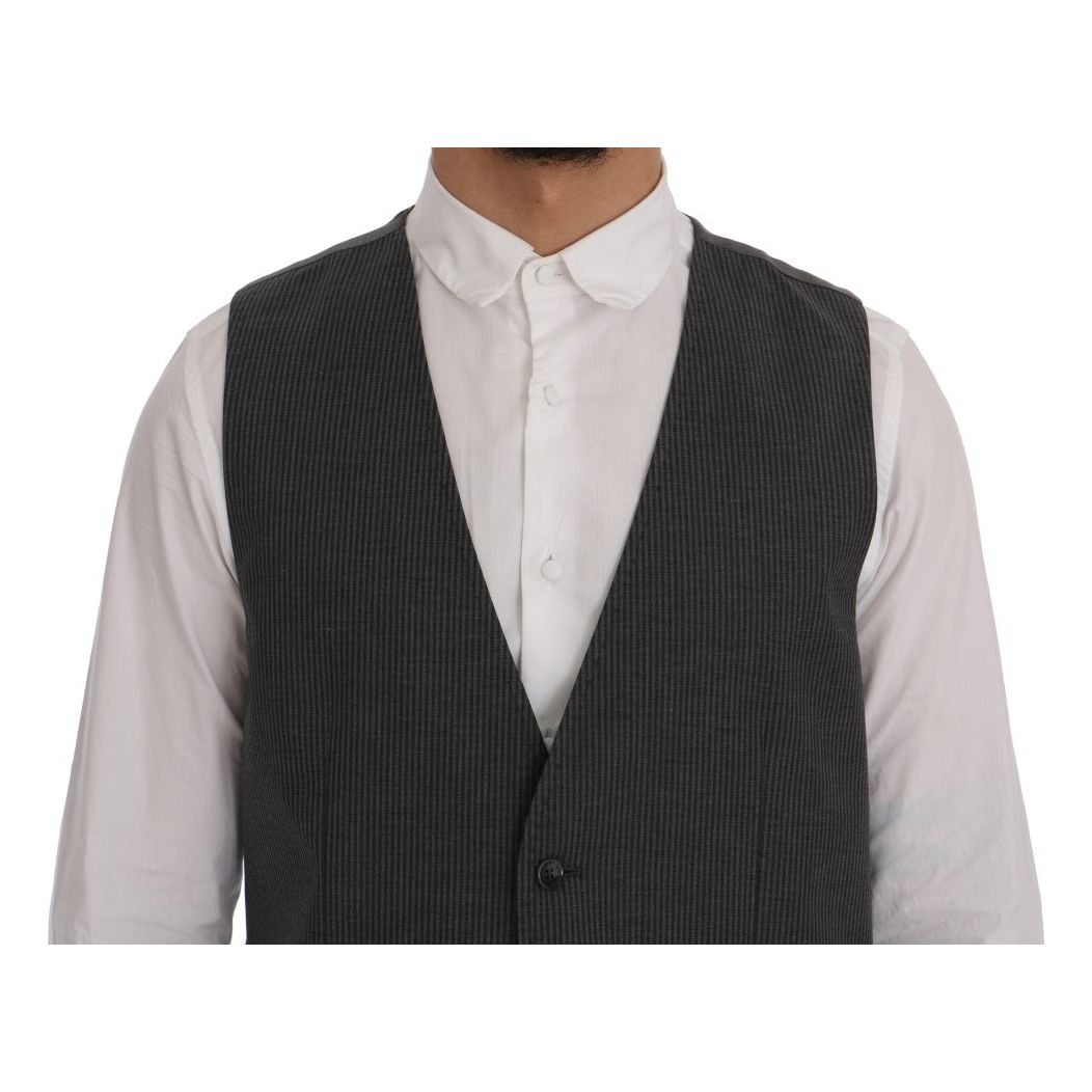 Dolce & Gabbana Elegant Gray Waistcoat Vest gray-staff-cotton-rayon-vest-1 498533-gray-staff-cotton-rayon-vest-2-3.jpg