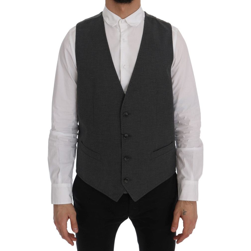 Dolce & Gabbana Elegant Gray Waistcoat Vest gray-staff-cotton-rayon-vest-1 498533-gray-staff-cotton-rayon-vest-2.jpg