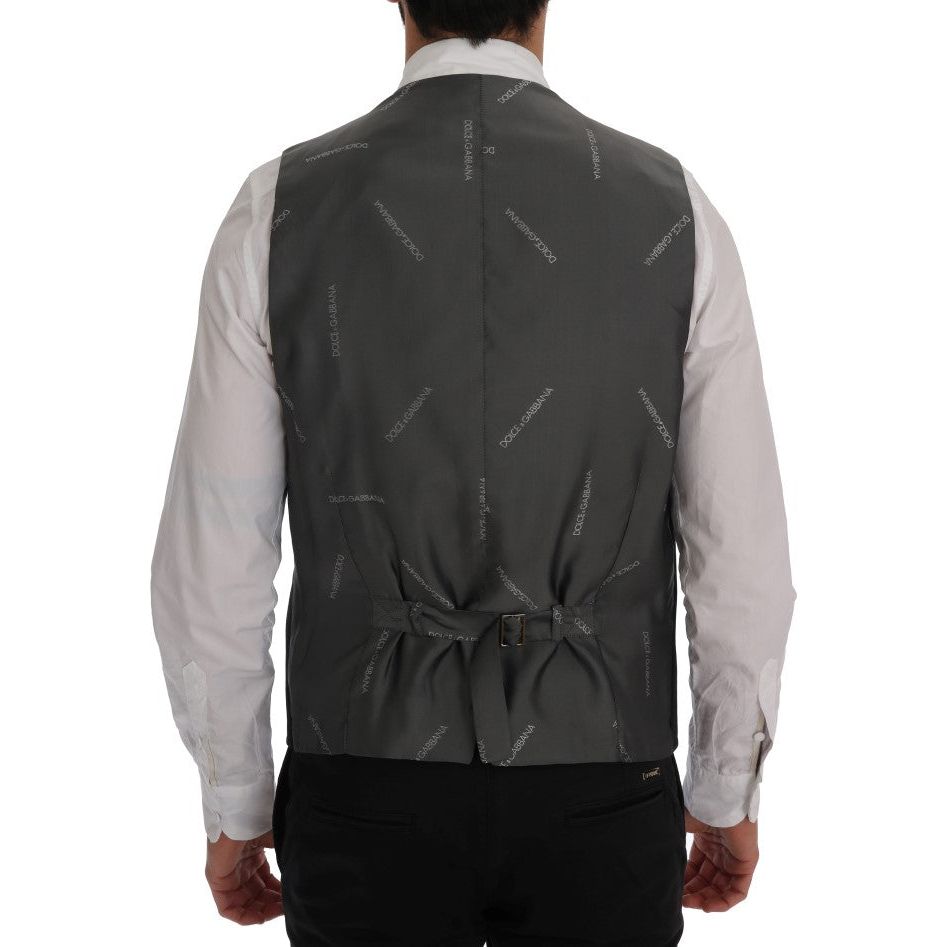 Dolce & Gabbana Elegant Striped Waistcoat Vest black-staff-cotton-rayon-vest-1