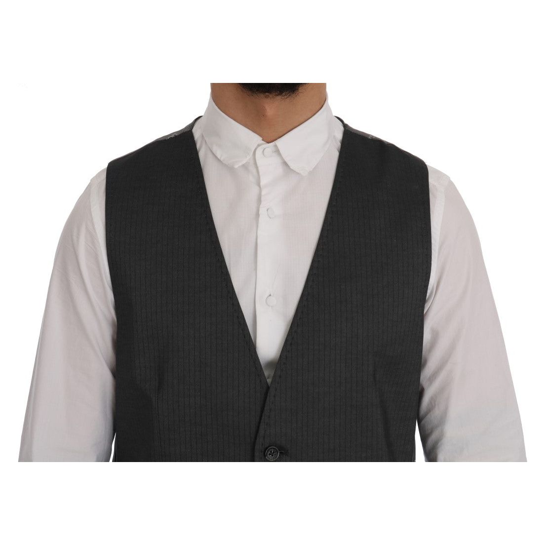 Dolce & Gabbana Sleek Gray Single-Breasted Waistcoat Vest gray-staff-cotton-rayon-vest-2 498757-gray-staff-cotton-rayon-vest-3-3.jpg