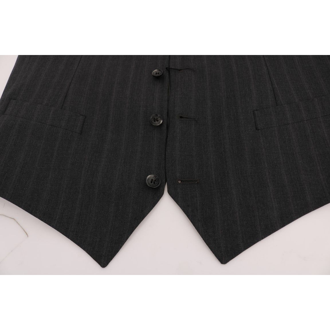 Dolce & Gabbana Elegant Gray Striped Single Breasted Vest gray-staff-wool-stretch-vest 498895-gray-staff-wool-stretch-vest-4.jpg