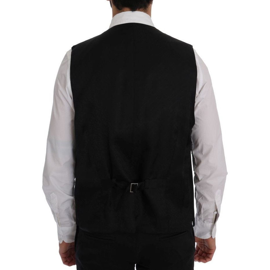 Dolce & Gabbana Elegant Striped Wool Blend Waistcoat Vest black-staff-wool-stretch-vest-3 499326-black-staff-wool-stretch-vest-5-2.jpg