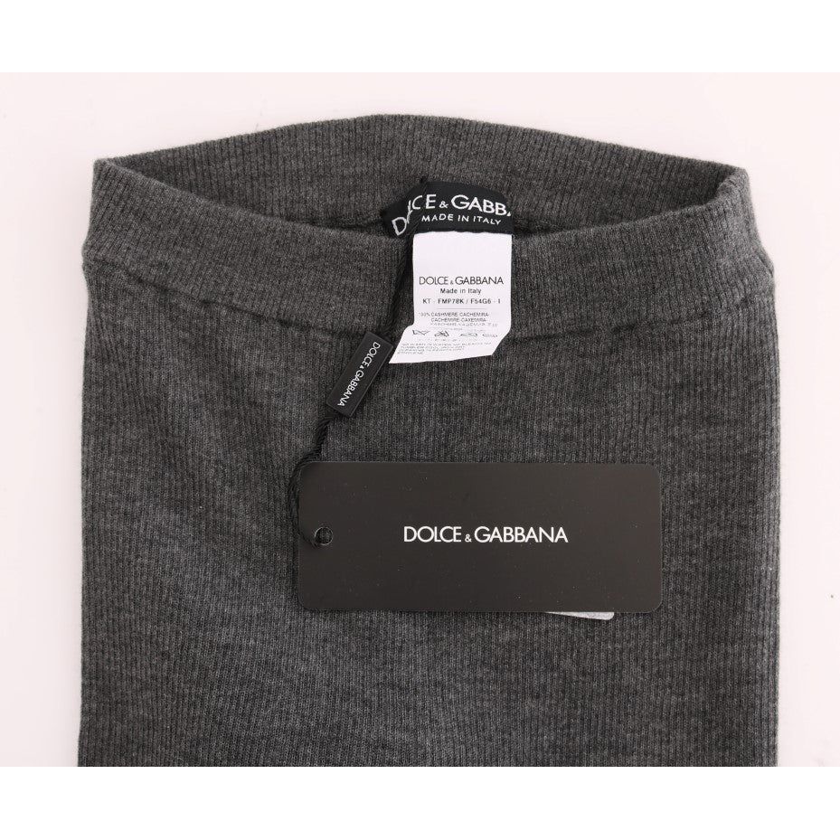 Dolce & Gabbana Chic Gray High Waist Cashmere Tights Pants gray-cashmere-stretch-tights