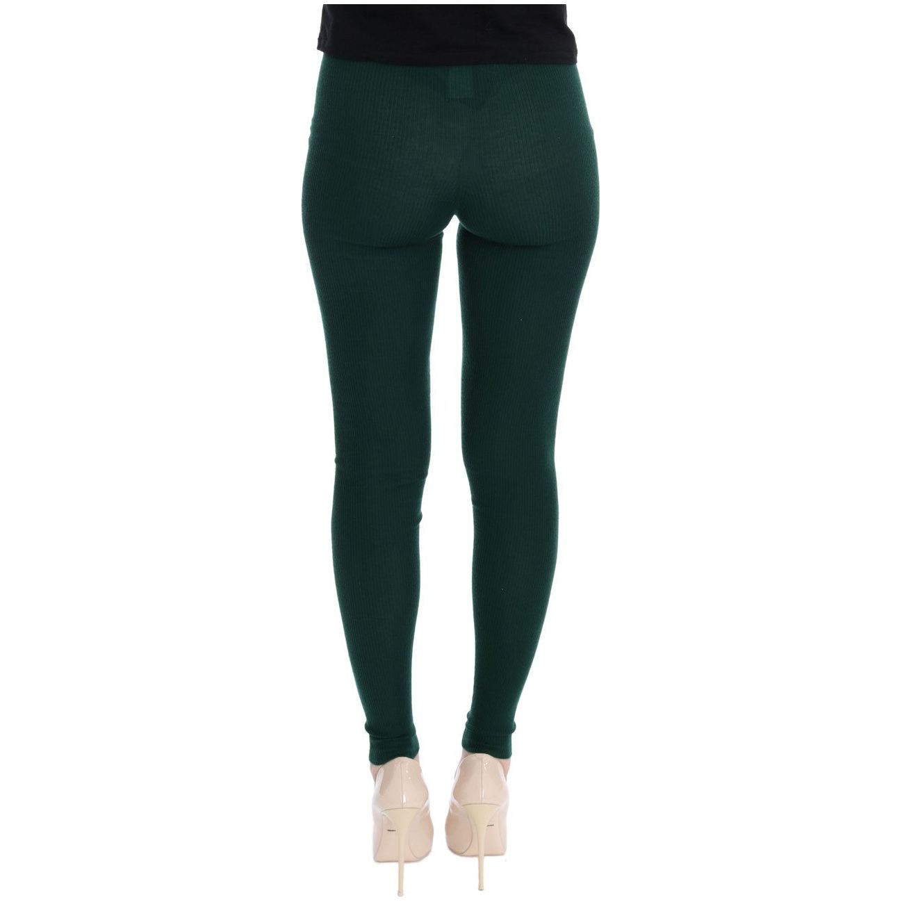 Dolce & Gabbana Elegant High-Waist Cashmere Tights Pants green-cashmere-stretch-tights