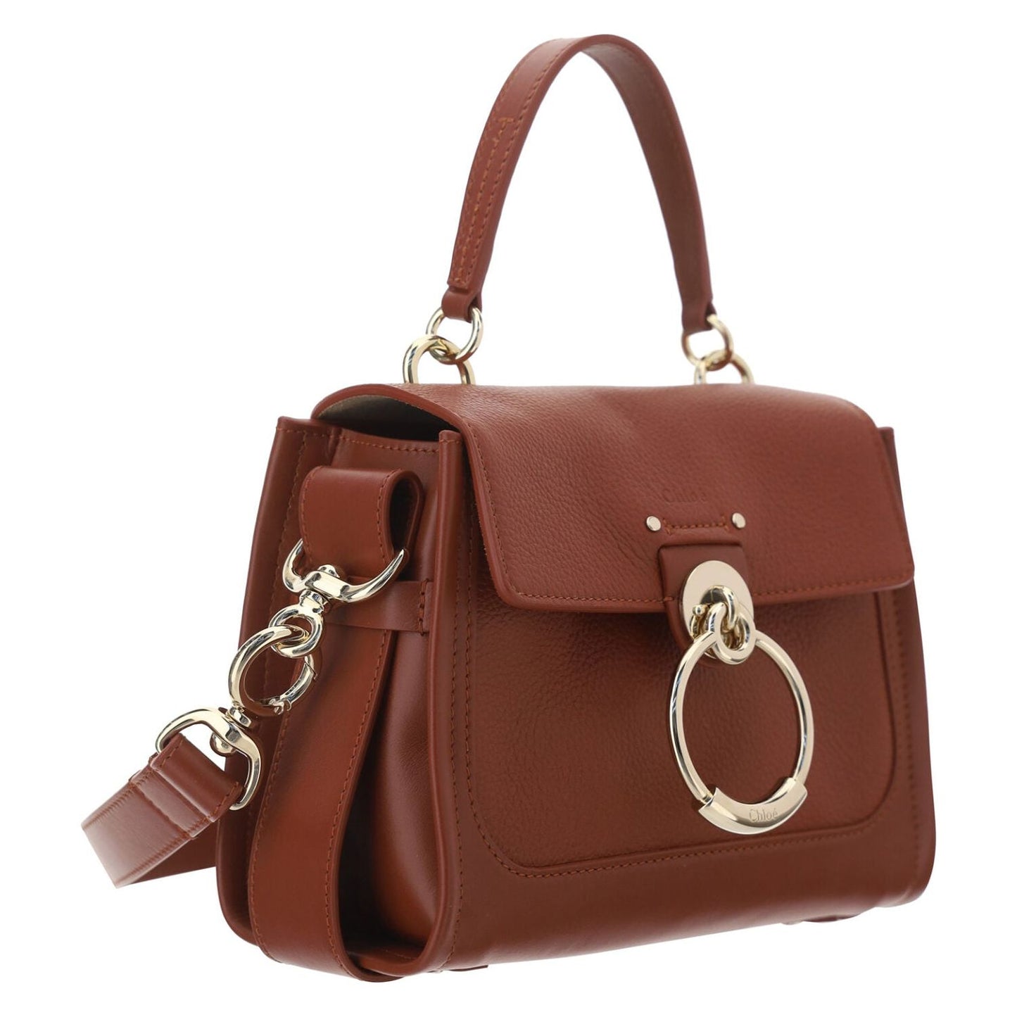 Chloé Elegant Sepia Brown Calfskin Shoulder Handbag brown-calf-leather-tess-handbag