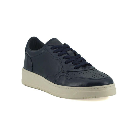 Saxone of Scotland Elegant Navy Blue Leather Sneakers navy-blue-leather-low-top-sneakers