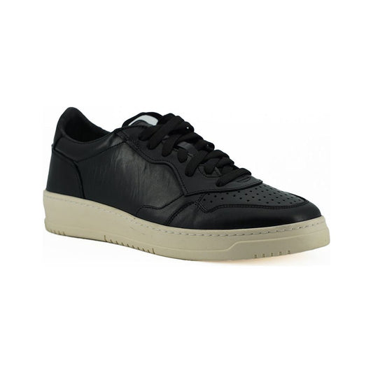 Saxone of Scotland Elegant Black Leather Sneakers - Unisex Style black-leather-low-top-sneakers