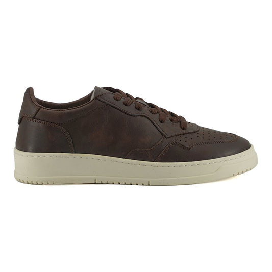 Saxone of Scotland | Brown Leather Low Top Sneakers | McRichard Designer Brands