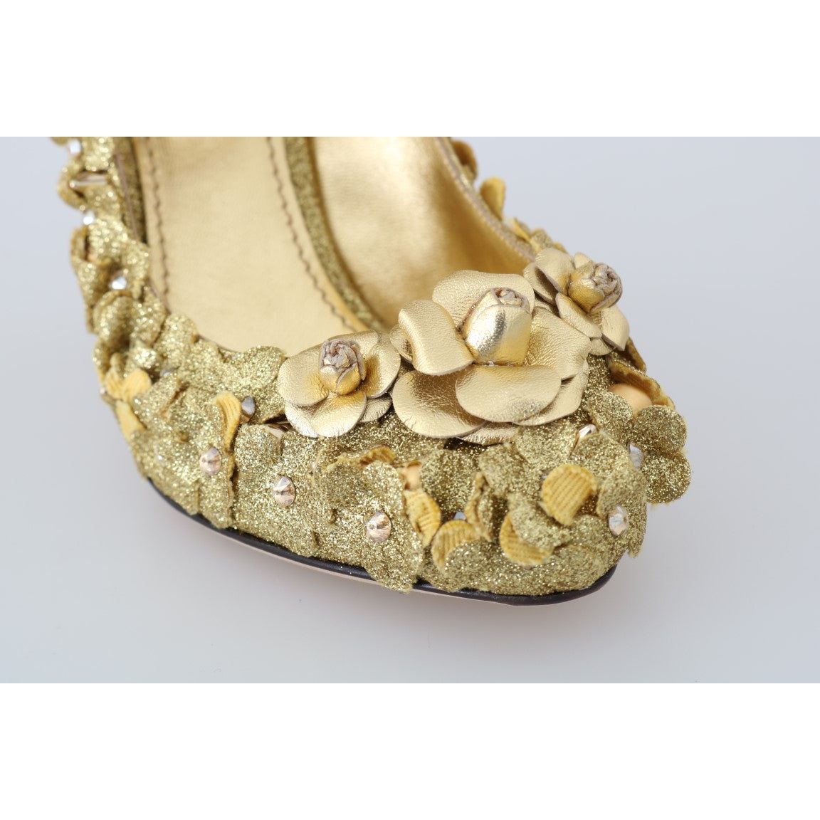 Dolce & Gabbana Gold Floral Crystal Embellished Pumps gold-floral-crystal-mary-janes-pumps 507596-gold-floral-crystal-mary-janes-pumps-5.jpg