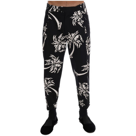 Dolce & Gabbana Elegant Tree Print Ankle Trousers Jeans & Pants black-tree-cotton-stretch-pants
