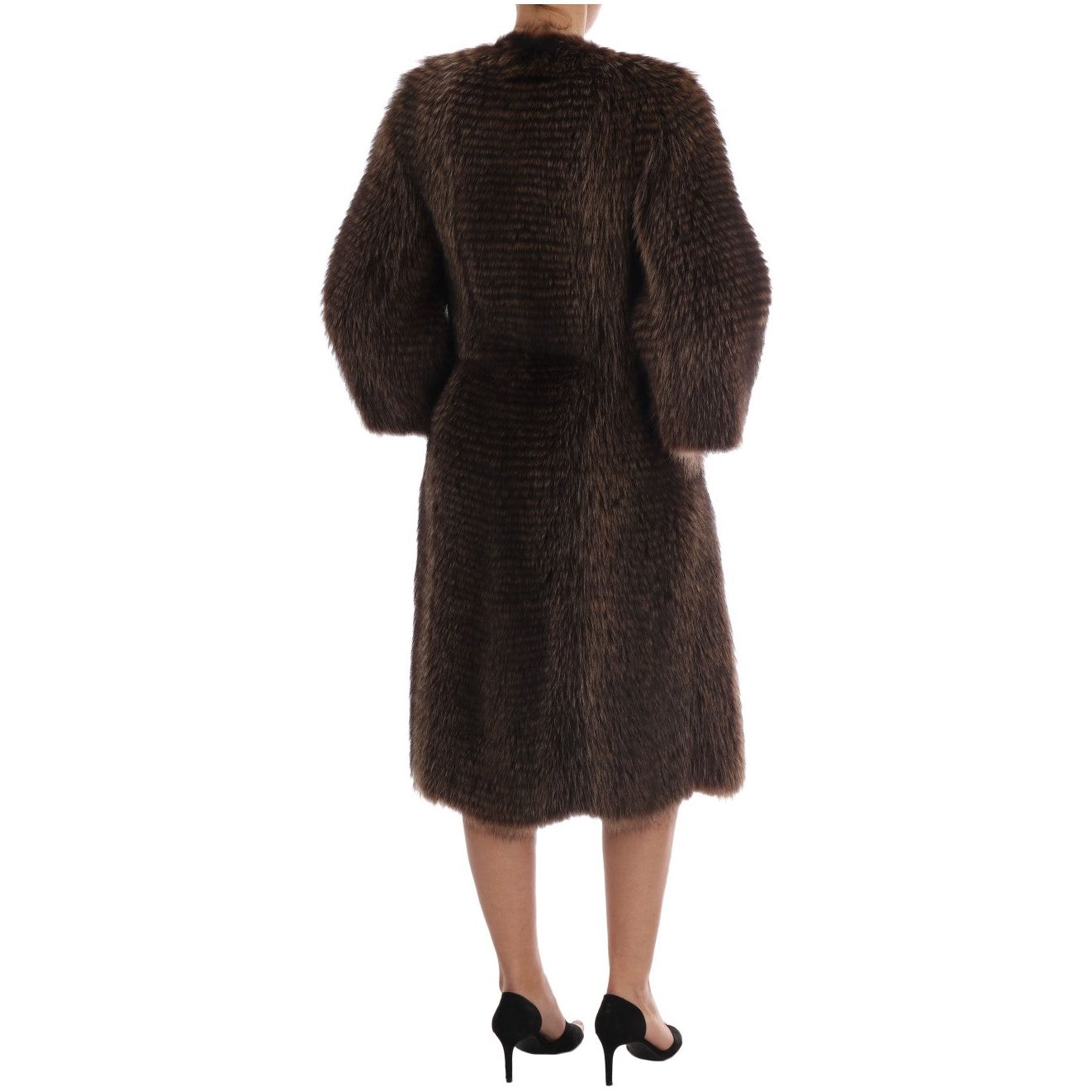 Dolce & Gabbana Elegant Brown Raccoon Fur Knee-Length Coat Coats & Jackets brown-raccoon-fur-coat-jacket 513000-brown-raccoon-fur-coat-jacket-2.jpg