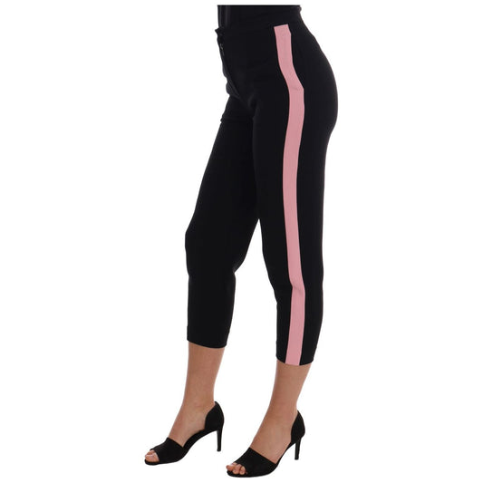Dolce & GabbanaChic Black Capri Pants with Pink Side StripesMcRichard Designer Brands£309.00
