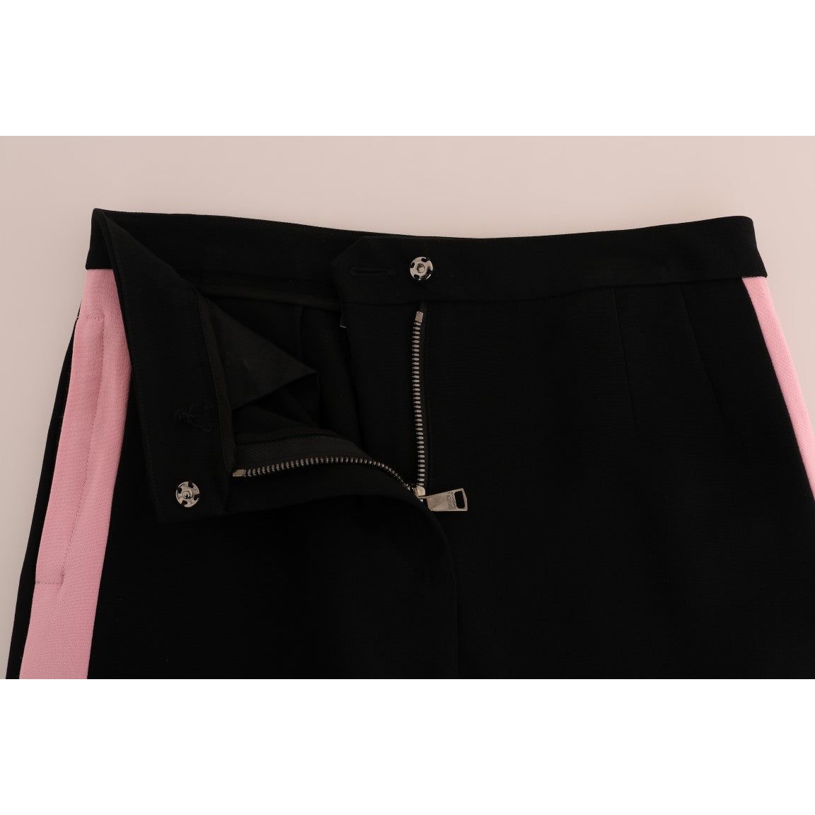 Dolce & Gabbana Chic Black Capri Pants with Pink Side Stripes Jeans & Pants black-stretch-pink-stripes-capri-pants