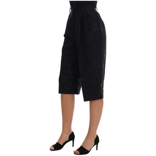 Dolce & Gabbana Elegant Floral Brocade Dress Shorts Jeans & Pants black-brocade-high-waist-capri-shorts