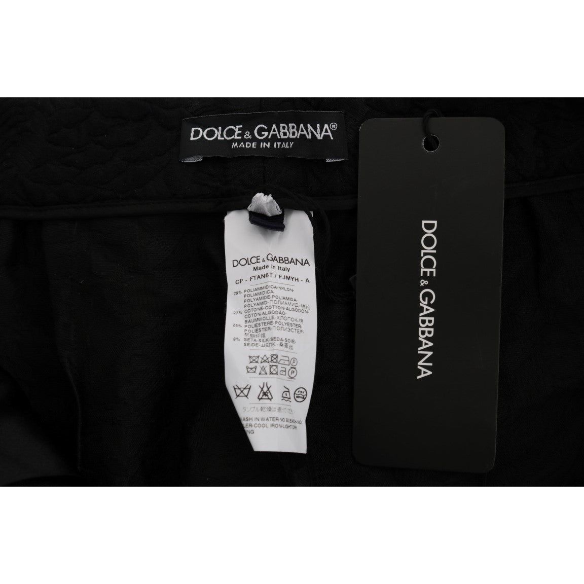 Dolce & Gabbana Elegant Floral Brocade Dress Shorts black-brocade-high-waist-capri-shorts Jeans & Pants 513087-black-brocade-high-waist-capri-shorts-5.jpg