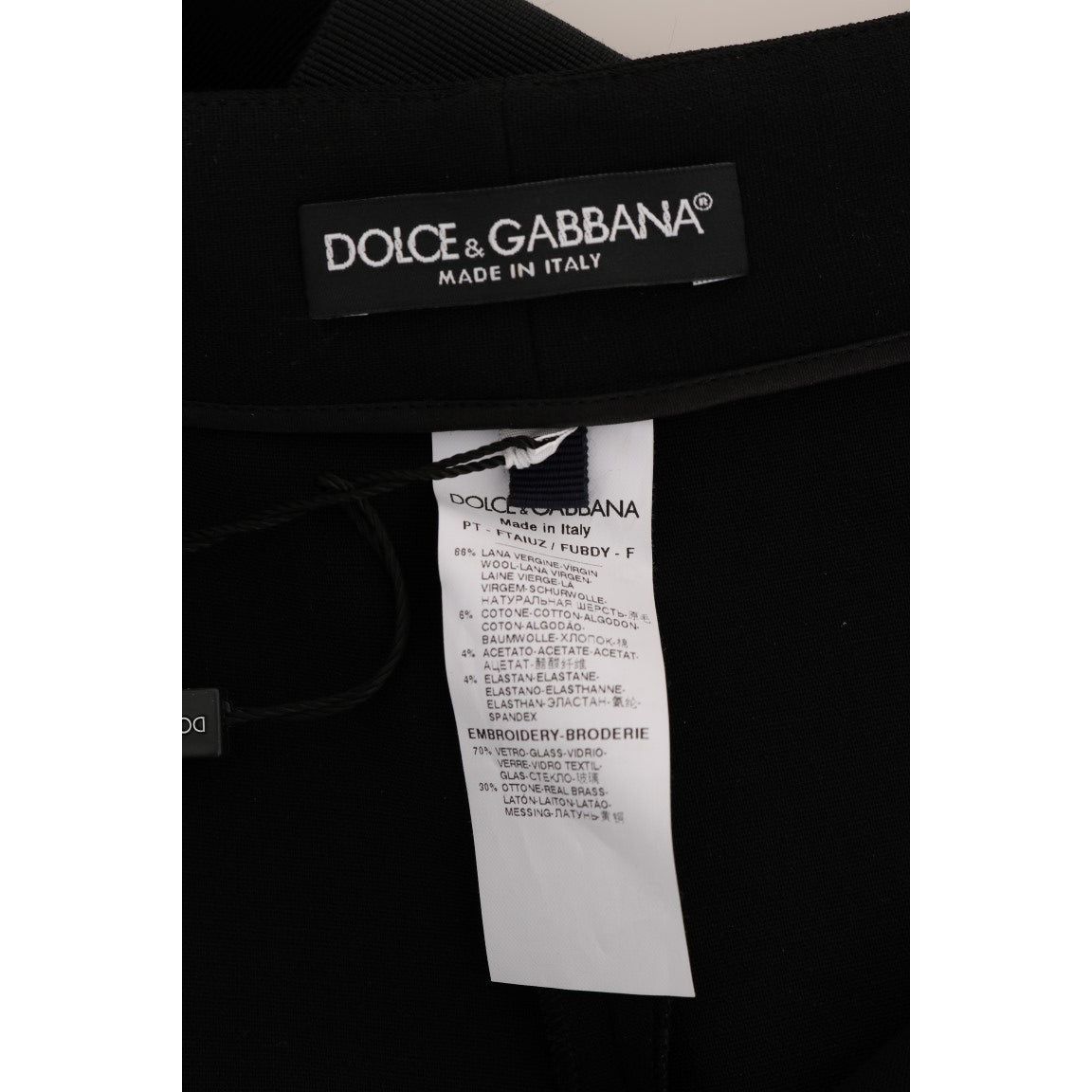 Dolce & Gabbana Elegant High-Waist Ankle Pants with Gold Detailing black-wool-stretch-crystal-pants Jeans & Pants 513120-black-wool-stretch-crystal-pants-6.jpg