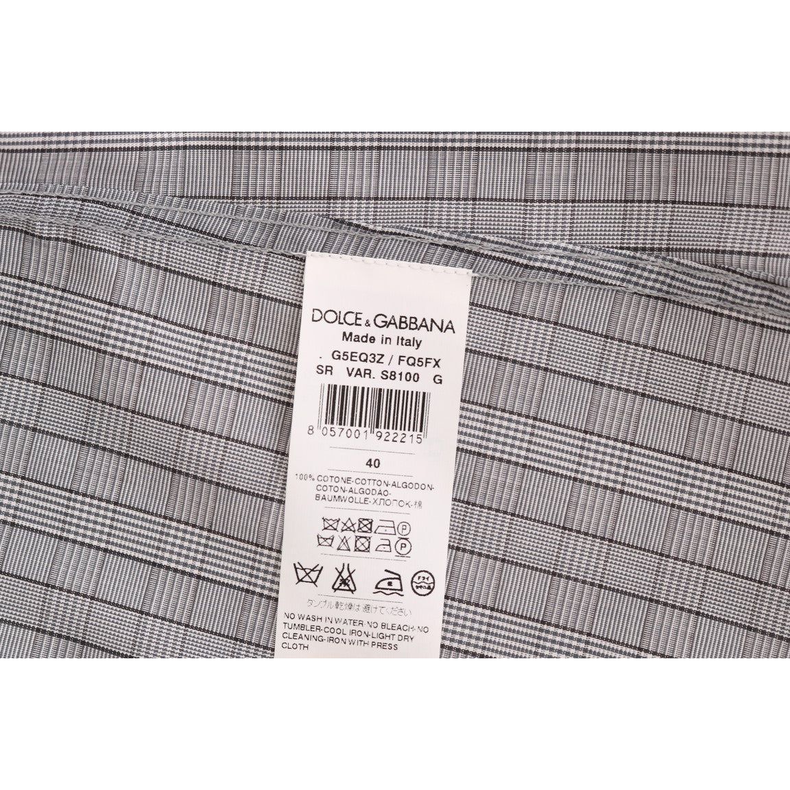 Dolce & Gabbana Elegant Gray Checkered Slim Fit Casual Shirt gray-check-gold-cotton-slim-fit-shirt 517763-gray-check-gold-cotton-slim-fit-shirt-2-7.jpg