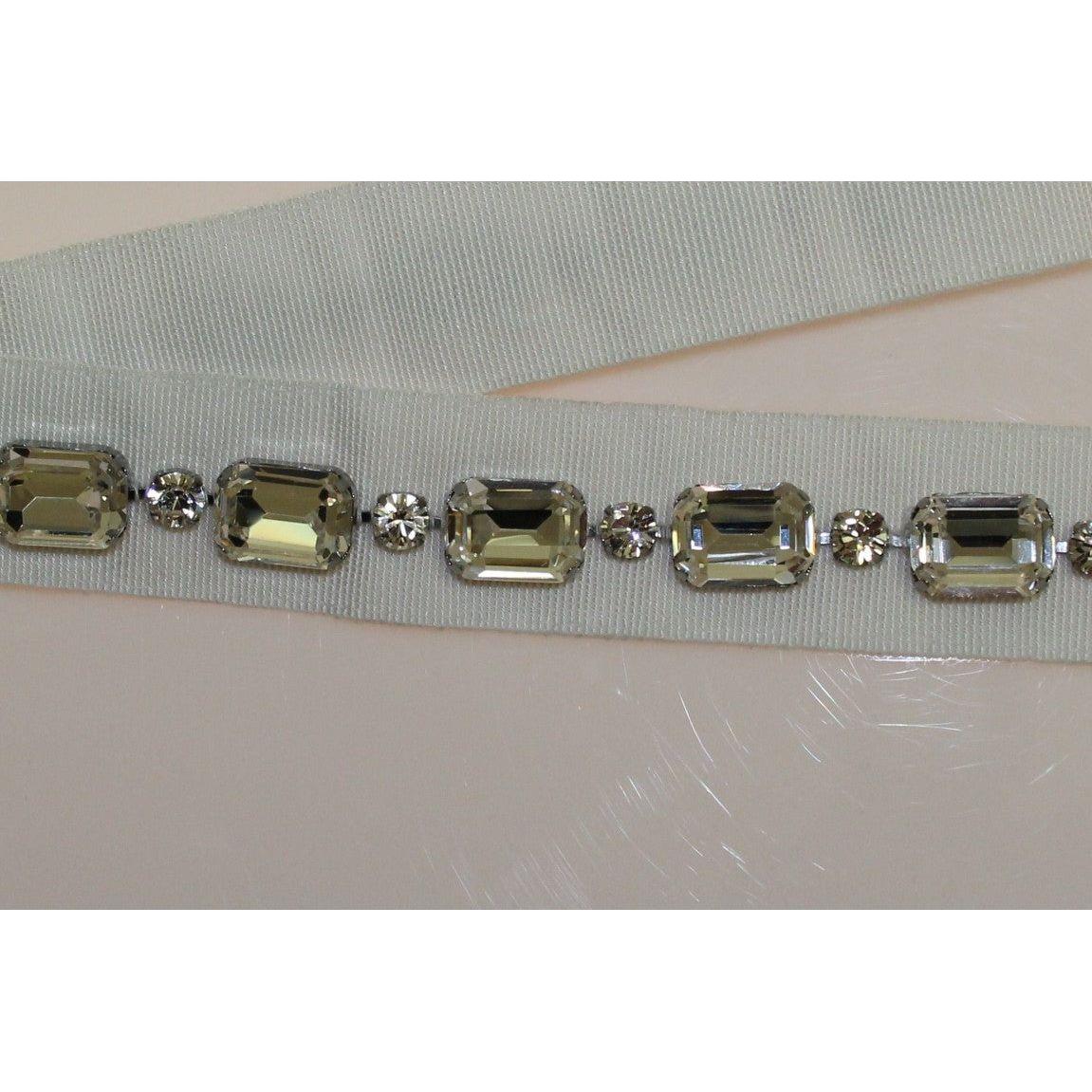 Dolce & Gabbana Elegant Crystal-Embellished Waist Belt white-crystal-stones-waist-belt Belt