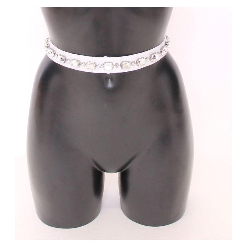 Dolce & Gabbana Elegant Crystal-Embellished Waist Belt Belt white-crystal-stones-waist-belt