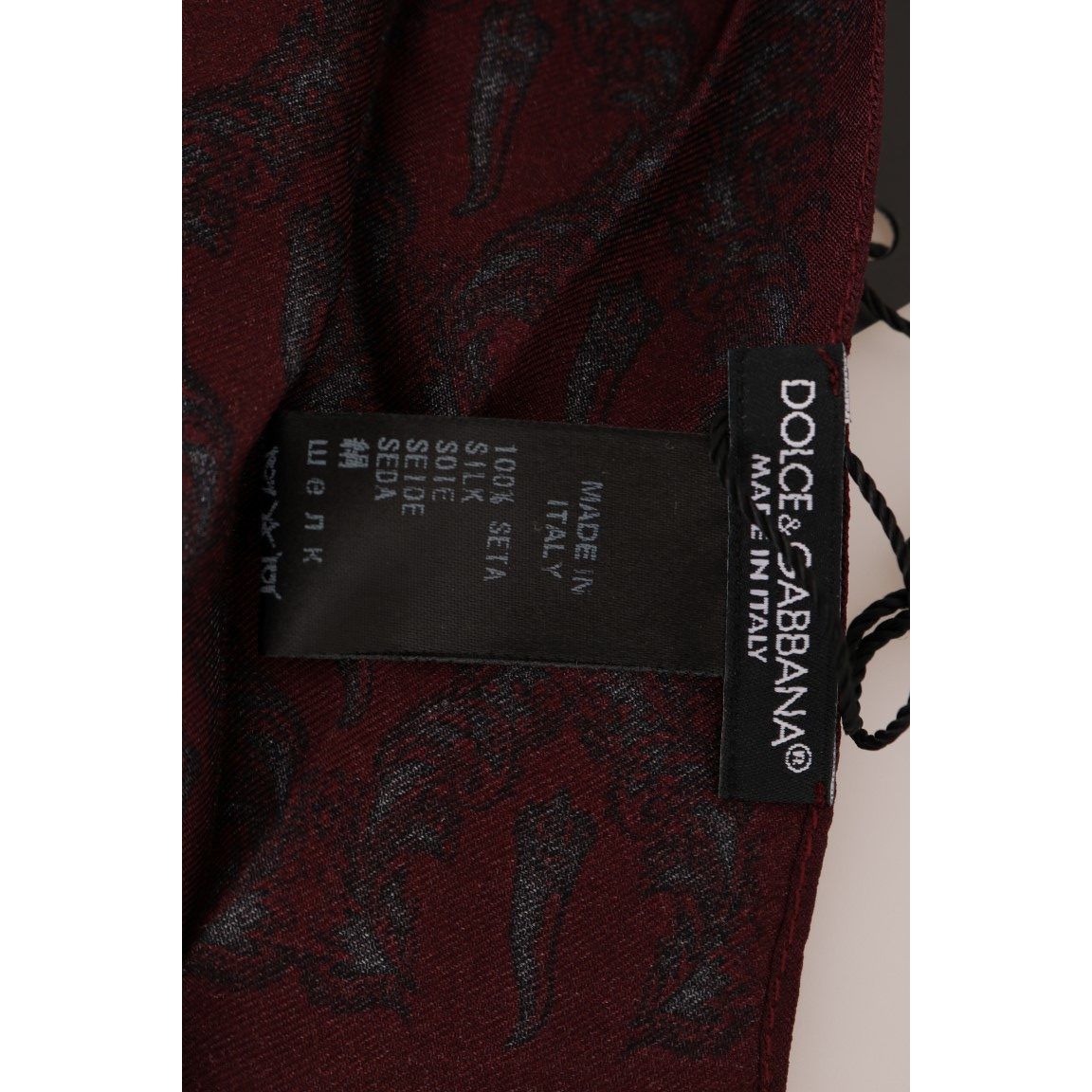 Dolce & Gabbana Silk Bordeaux Crown Chili Print Mens Scarf Silk Scarves bordeaux-silk-crown-chili-scarf
