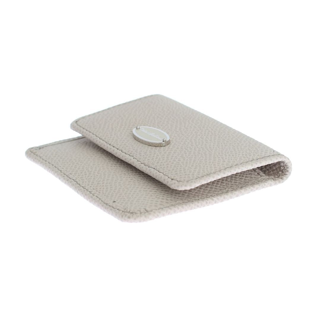 Dolce & Gabbana Sleek White Leather Condom Case Wallet Wallet white-dauphine-leather-case-wallet
