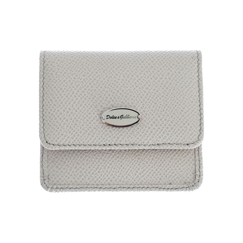 Dolce & Gabbana Sleek White Leather Condom Case Wallet Wallet white-dauphine-leather-case-wallet