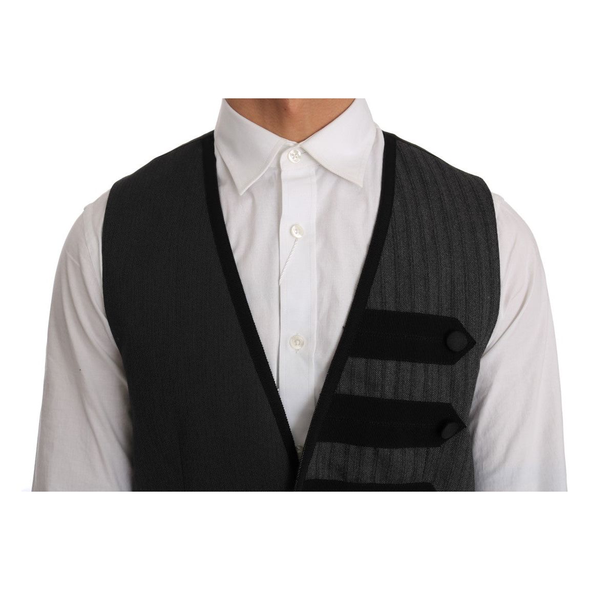 Dolce & Gabbana Elegant Gray Torrero Pattern Formal Vest gray-wool-patterned-slim-vest
