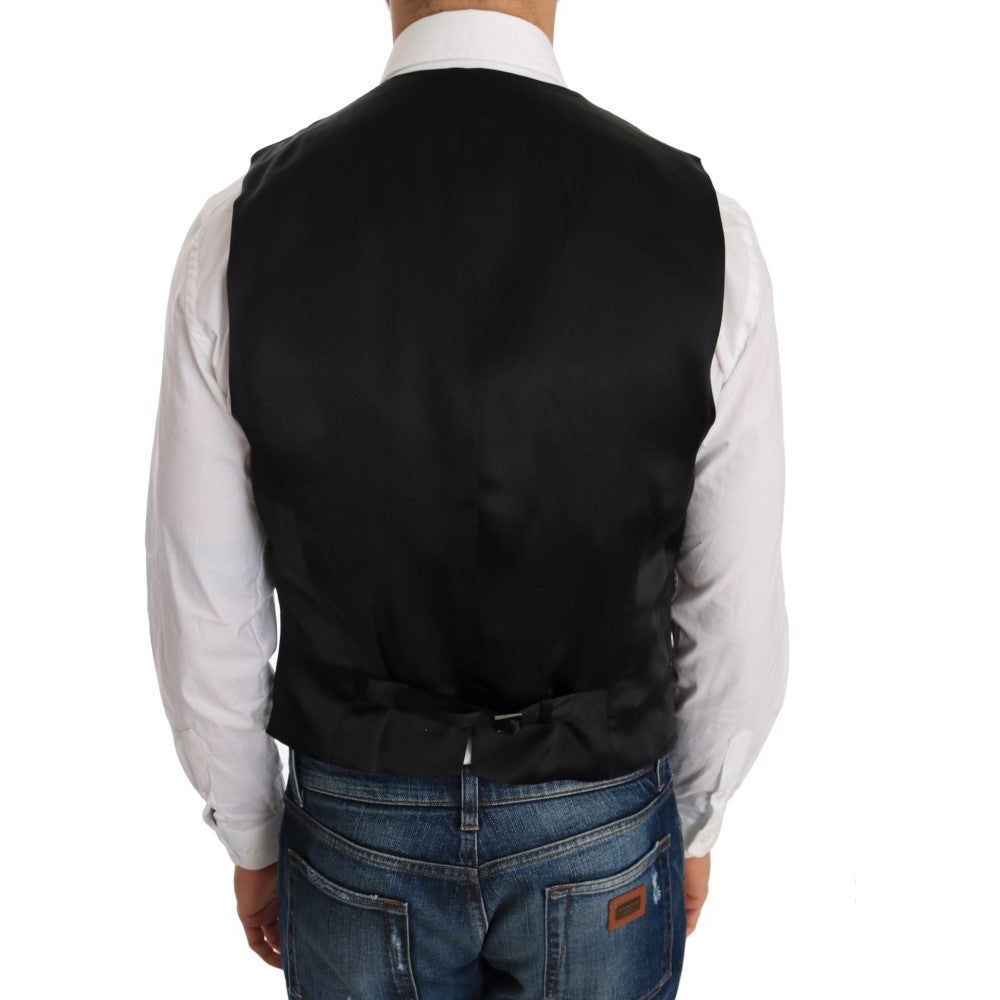 Dolce & Gabbana Elegant Slim Fit Formal Vest in Black black-wool-silk-vest