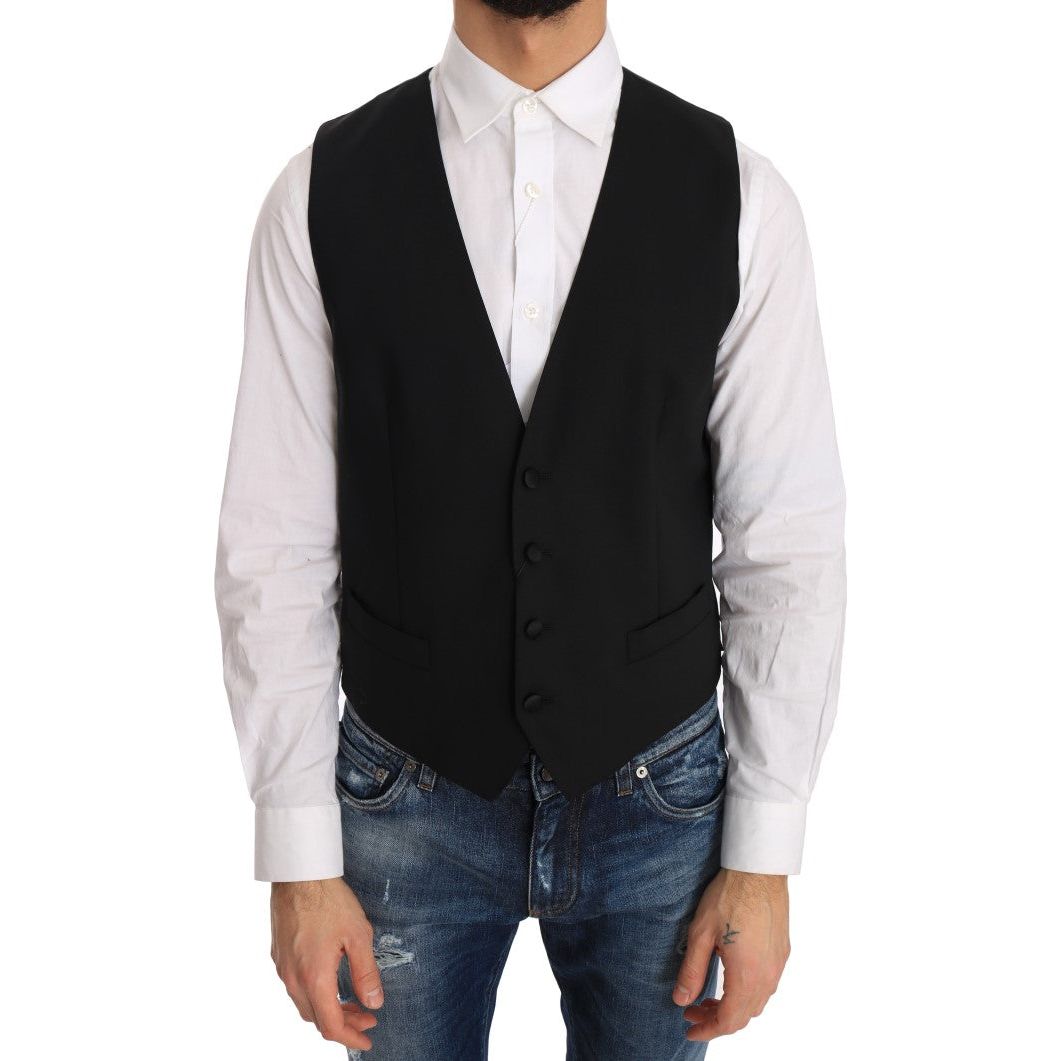 Dolce & Gabbana Elegant Slim Fit Formal Vest in Black black-wool-silk-vest 520324-black-wool-silk-vest.jpg