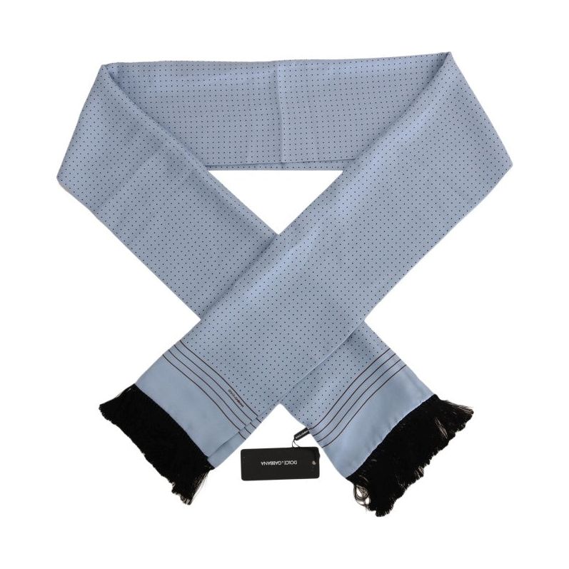 Dolce & Gabbana Elegant Blue Silk Polka Dot Men's Scarf Silk Scarves blue-silk-polka-dot-scarf