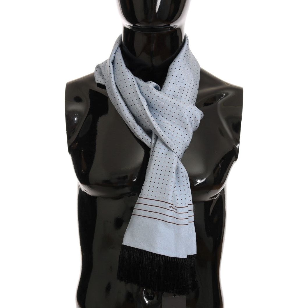 Dolce & Gabbana Elegant Blue Silk Polka Dot Men's Scarf blue-silk-polka-dot-scarf Silk Scarves 520452-blue-silk-polka-dot-scarf.jpg