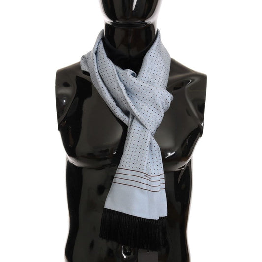 Dolce & Gabbana Elegant Blue Silk Polka Dot Men's Scarf Silk Scarves blue-silk-polka-dot-scarf