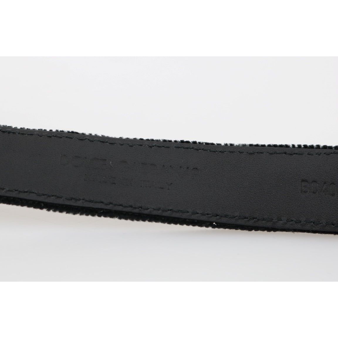 Dolce & Gabbana Elegant Black Cotton-Leather Men's Belt Belt black-cotton-royal-bee-embroidery-belt
