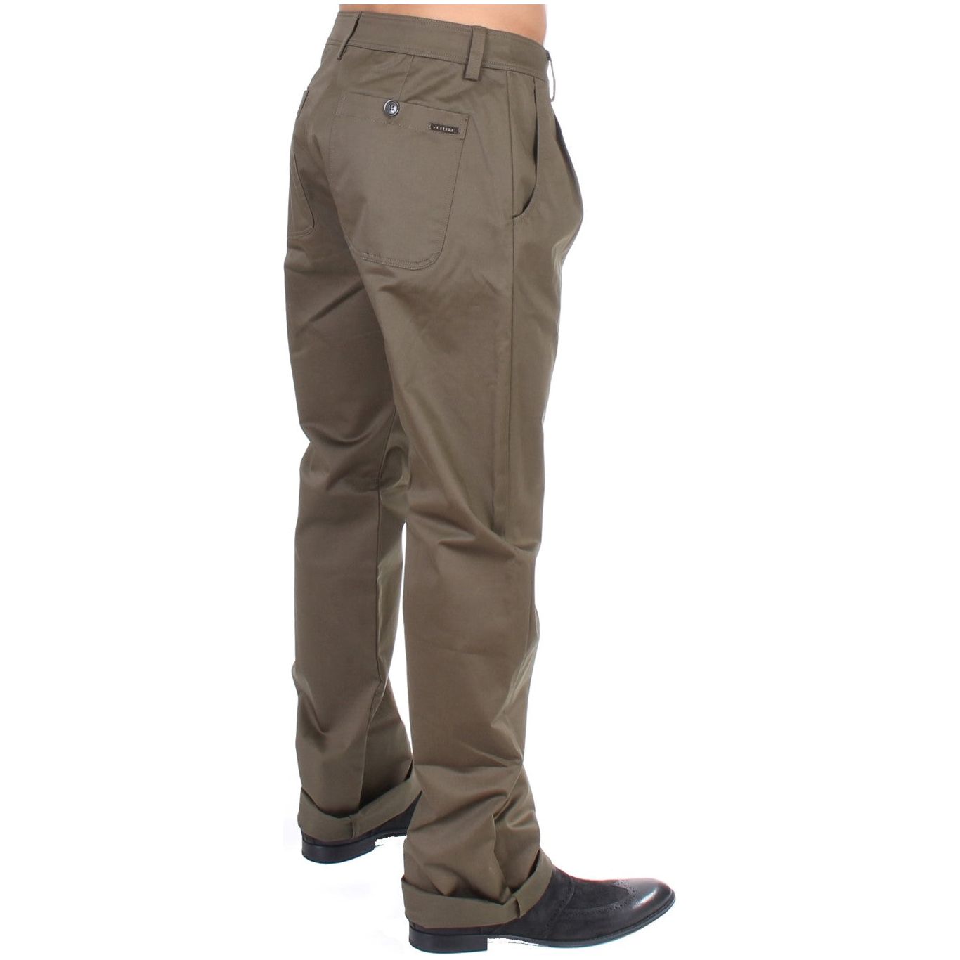 GF Ferre Elegant Green Comfort Straight Fit Pants green-cotton-stretch-comfort-fit-pants 53251-green-cotton-stretch-comfort-fit-pants-3.jpg