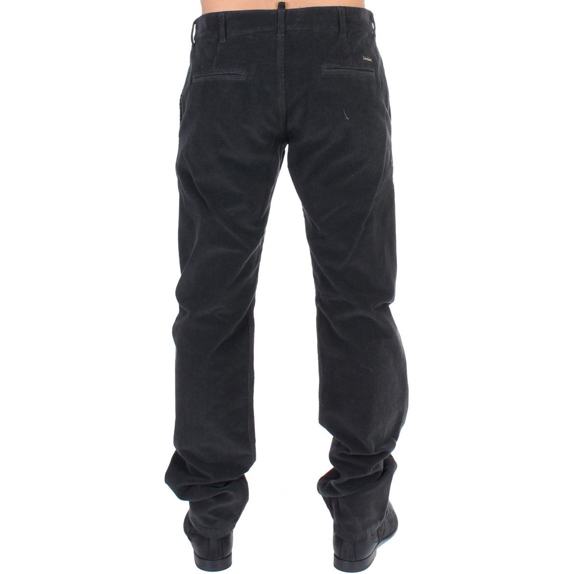 GF Ferre Elegant Black Cotton Corduroy Pants black-corduroy-cotton-straight-fit-pants Jeans & Pants 53278-black-corduroy-cotton-straight-fit-pants-2.jpg