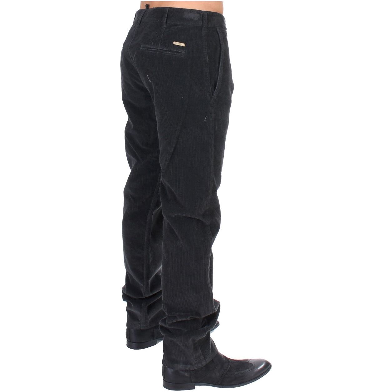 GF Ferre Elegant Black Cotton Corduroy Pants black-corduroy-cotton-straight-fit-pants Jeans & Pants 53278-black-corduroy-cotton-straight-fit-pants-3.jpg